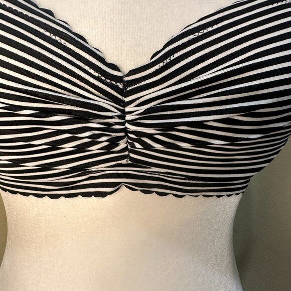 VICTORIA'S SECRET Striped Bandeau Scalloped Swim Top - size 32B - Picture 4 of 8